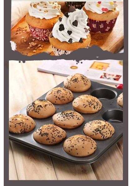 12'li Kapsül Muffin Kalıbı Kek Kurabiye Cupcake Fırın Muffin Kalıbı