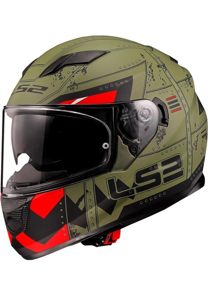 Stream Evo Max Mat Mılıtary Yeşil-Kırmızı Kask