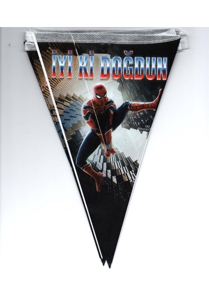 Spiderman (Örümcek Adam) Temalı Üçgen Flama Bayrak Süs
