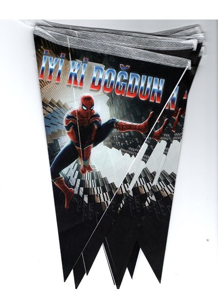 Spiderman (Örümcek Adam) Temalı Üçgen Flama Bayrak Süs