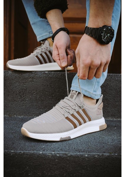Cbm 4025 Şeritli Hafif Günlük Yürüyüş Koşu Fileli Erkek Sneaker