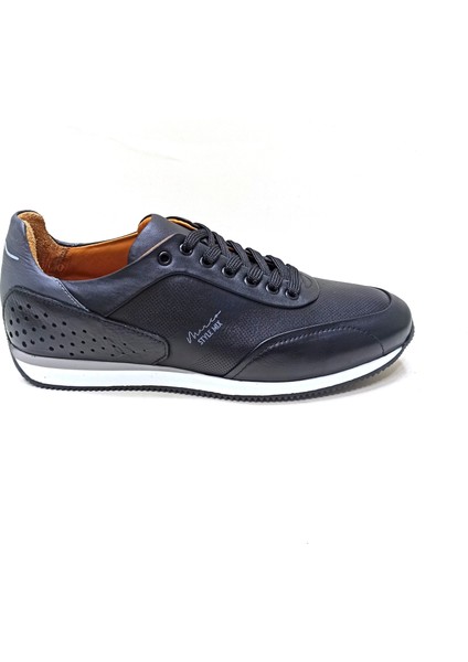 Siyah Deri Erkek Sneaker Ayakkabı