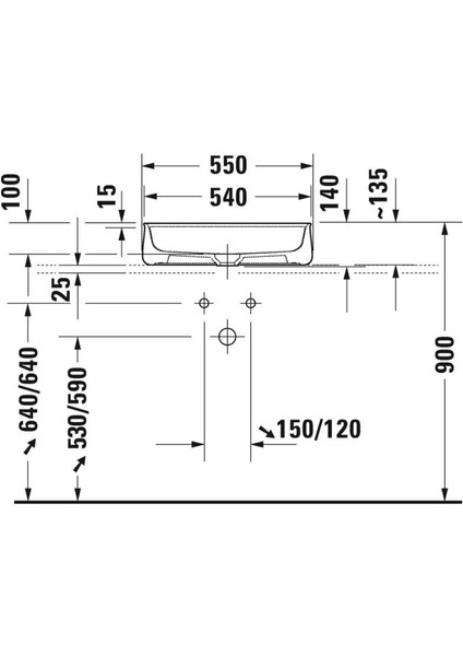 Zencha Çanak Lavabo 55 cm Batarya Banklı Antrasit Mat