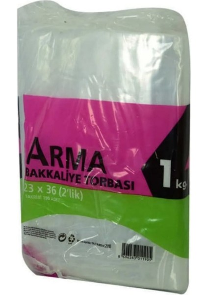 Naylon Torba Arma Şeffaf Bakkaliye Kuruyemiş Şeker Torbası 23X36 (2 Lik ) Takribi 190 Adet 1000 gr