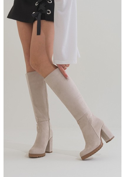 Unal Özer Kadın Günlük Çizme UN001-0118 /bej Süet/37