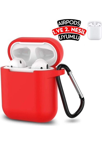 Airpods 1. ve 2. Nesil Uyumlu Kopçalı Koruyucu Silikon Kılıf, Airpods 1/2 Darbeye Dayanıklı Silikon Kılıf