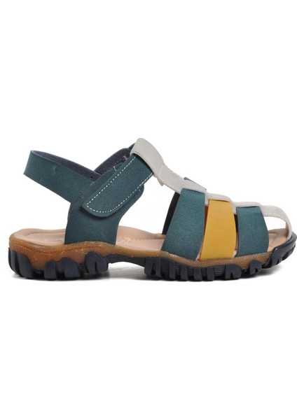 Ayakmod Şng 210111-F Lacivert Nubuk-Sarı Erkek Çocuk Sandalet