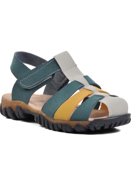 Ayakmod Şng 210111-F Lacivert Nubuk-Sarı Erkek Çocuk Sandalet