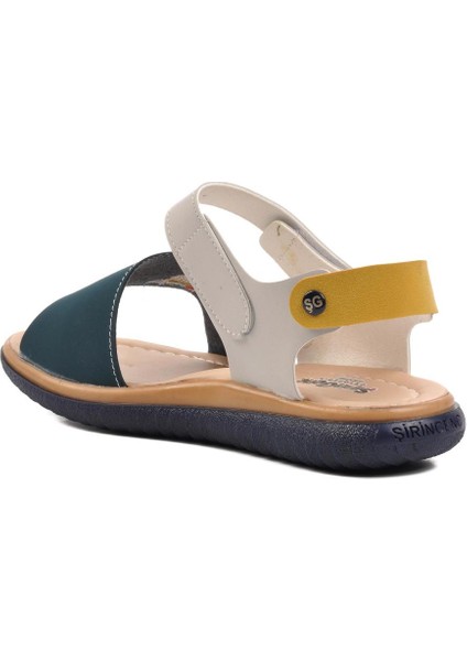 Ayakmod Şng 1540-F Lacivert Nubuk-Sarı-Krem Erkek Çocuk Sandalet