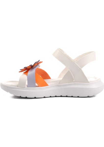 Şng 8010-F Beyaz-Turuncu Kız Çocuk Sandalet modelleri