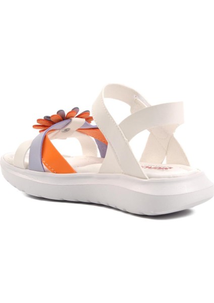 Şng 8010-F Beyaz-Turuncu Kız Çocuk Sandalet fırsatları