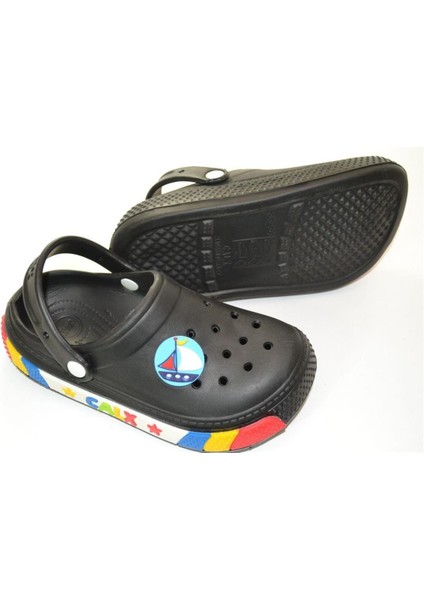 Erkek Çocuk Okul Öncesi Yelken Süslemeli Siyah Renk Eva Terlik fiyatları