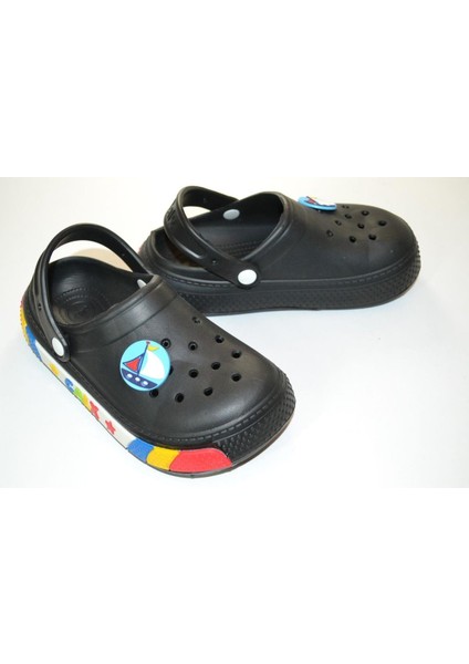 Erkek Çocuk Okul Öncesi Yelken Süslemeli Siyah Renk Eva Terlik indirimleri