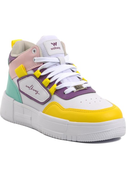 Nefertiti Beyaz-Sarı Hi Sneaker