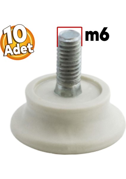 Bingo Rotil Ayakları M6 Civatalı Mm Beyaz Profil Ayağı 2.5 Cm (10 Adet)
