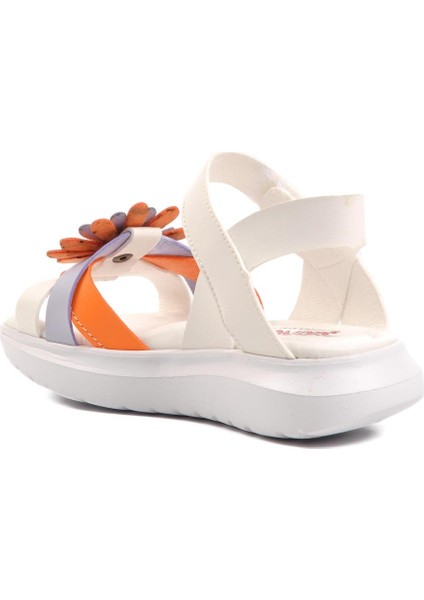 Şng 8010-P Beyaz-Turuncu Kız Çocuk Sandalet fırsatları