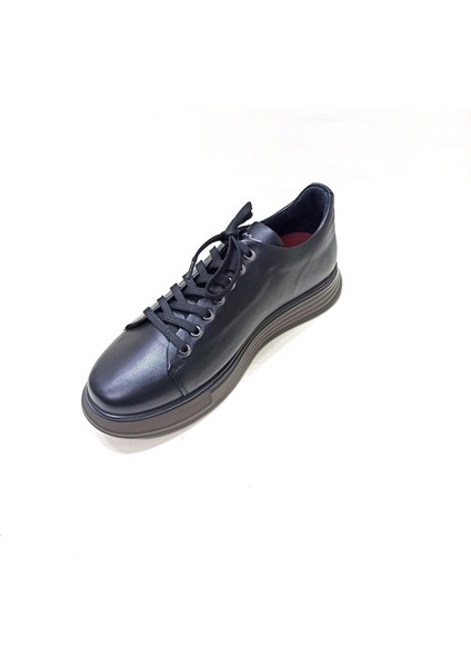 Siyah Deri Erkek Sneaker Ayakkabı