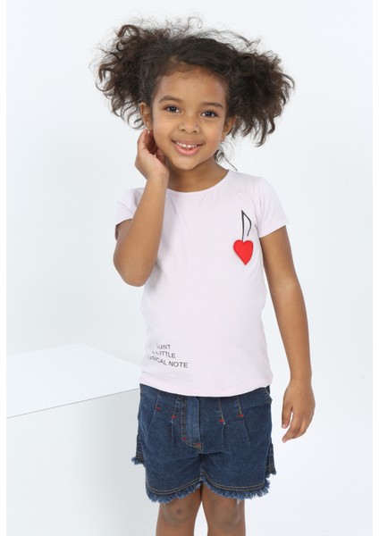 Toontoy Kız Bebek Göğsü Nota Nakışlı Yazı Baskılı Tişört fiyatları