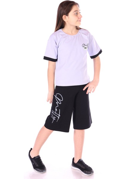 Toontoy Kız Çocuk Pretty Baskılı + Nakışlı Kaprili Takım