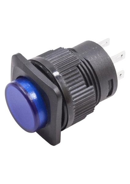 RL16-504B 16MM Plastik 4 Pin Yaylı Buton Mavi