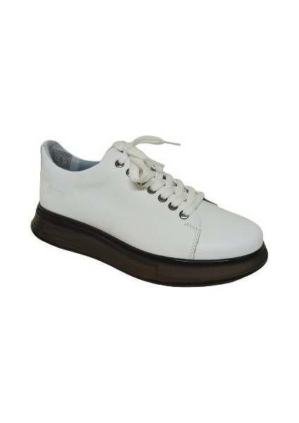 Beyaz Deri Erkek Sneaker Ayakkabı