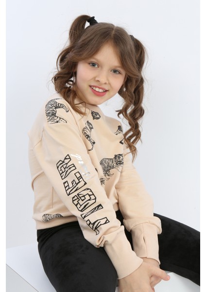 Kız Çocuk Tiger Trend Baskılı Sweatshirt