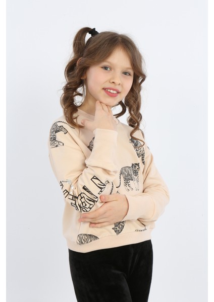 Kız Çocuk Tiger Trend Baskılı Sweatshirt modelleri