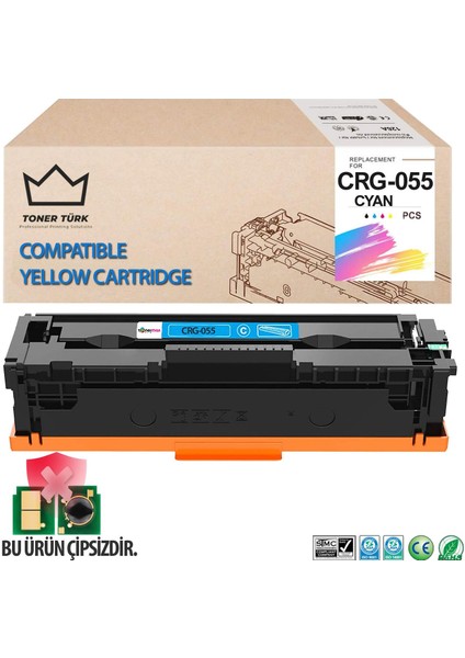 Canon CRG-055H Muadil Toner Mavi - Çipsiz/ LBP-662CDW / LBP-664CX / MF-741CDW / MF-742CDW / MF-743CDW / MF-744CD / MF-745CDW / MF-746CX