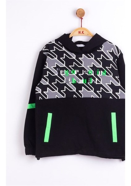 Kız Çocuk Mevsimlik Pamuklu Kazayağı Desenli, Kapüşonlu Sweatshirt fırsatları