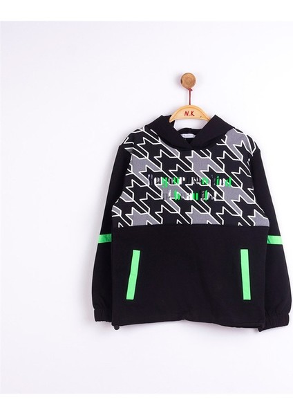 Kız Çocuk Mevsimlik Pamuklu Kazayağı Desenli, Kapüşonlu Sweatshirt indirimleri