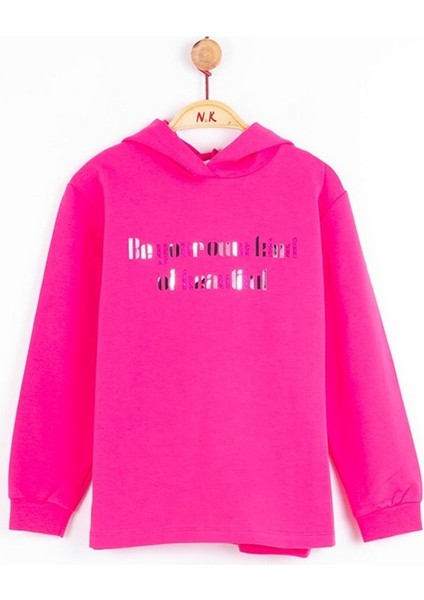 Kız Çocuk Pamuklu Orta Kalınlıkta Kapüşonlu Sweatshirt