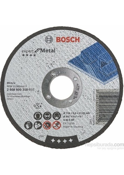 - Expert Serisi Metal Için Düz Kesme Diski (Taş) - A 30 S Bf, 115 Mm, 2,5 mm 12 Adet