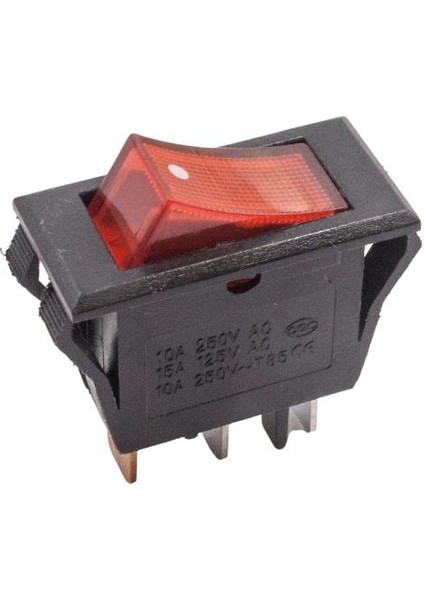 T85 Tekli Dar Işıklı On/off Anahtar - Kırmızı