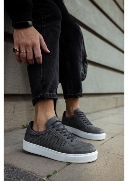 Gri Deri Erkek Günlük Spor Ayakkabı