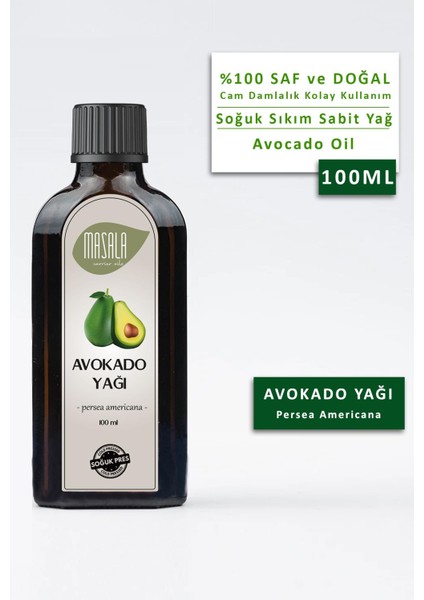 Saf Avokado Yağı 100 Ml. Soğuk Pres Içilebilir (Avocado Oil)