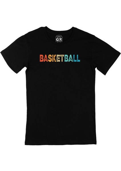 Basketbol Renkli Siyah Tişört