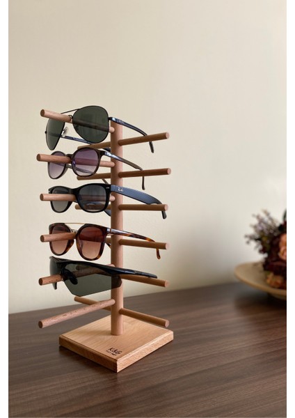 Dekoratif Komple Masif Ahşap, 6lı Gözlük Standı, Gözlük Düzenleyici, Gözlük Organizer fiyatları