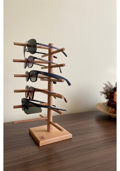 Dekoratif Komple Masif Ahşap, 6lı Gözlük Standı, Gözlük Düzenleyici, Gözlük Organizer fırsatları