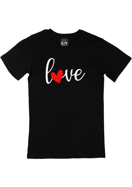 Love Aşk Kalpli Siyah Tişört