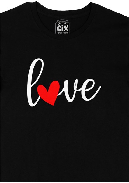 Love Aşk Kalpli Siyah Tişört fiyatları