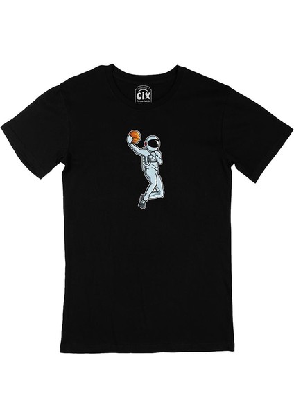 Basketbol Oyuncu Astronot Siyah Tişört