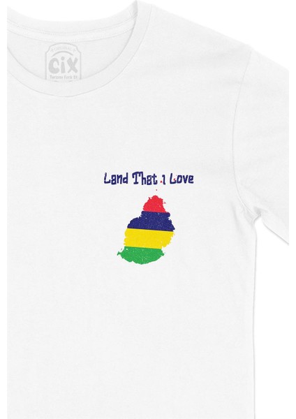 Land That I Love Mauritius Cep Tasarım Baskılı Beyaz Tişört fiyatları