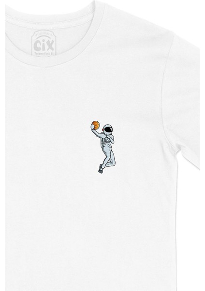 Basketbol Oyuncu Astronot Cep Tasarım Baskılı Beyaz Tişört fiyatları