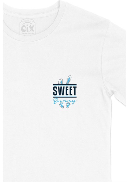 Sweet Bunny Tavşan Cep Tasarım Baskılı Beyaz Tişört fiyatları
