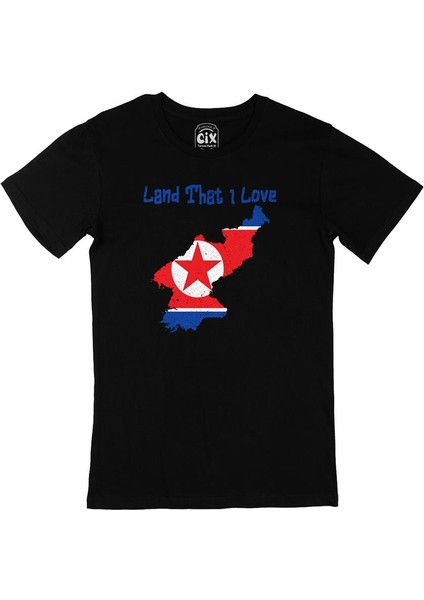 Land That I Love Kuzey Kore Siyah Tişört