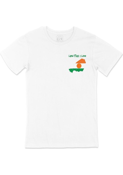 Land That I Love Nijer Cep Tasarım Baskılı Beyaz Tişört