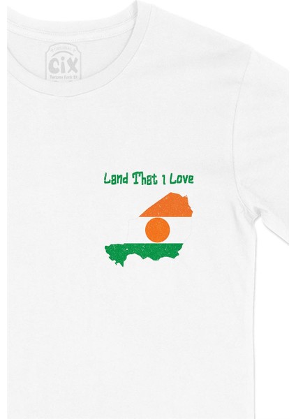 Land That I Love Nijer Cep Tasarım Baskılı Beyaz Tişört fiyatları