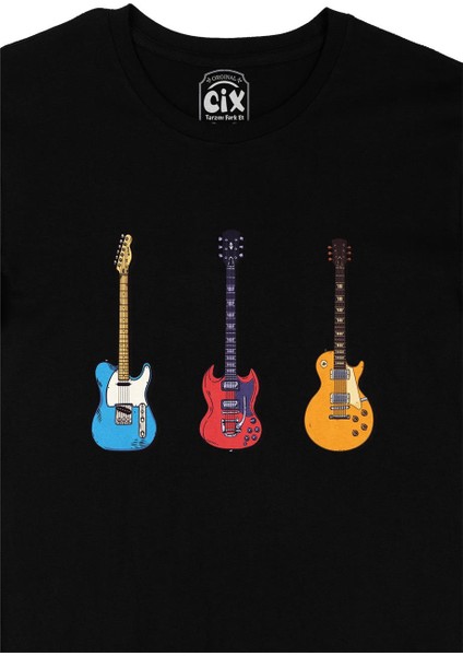 Rock Gitar Tasarımlı Siyah Tişört fiyatları