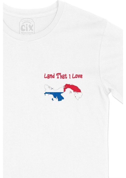 Land That I Love Panama Cep Tasarım Baskılı Beyaz Tişört fiyatları
