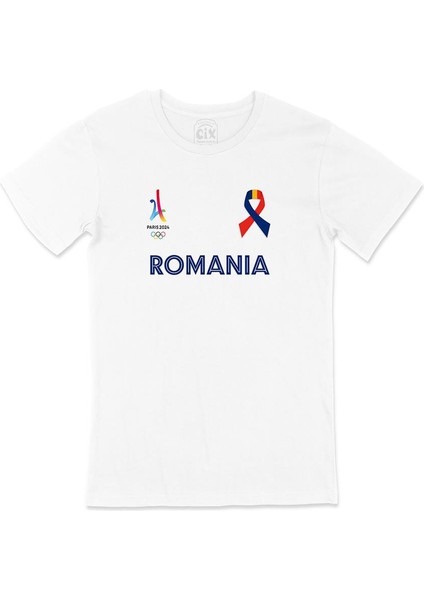 Paris 2024 Yaz Olimpiyatları Romanya Beyaz Tişört